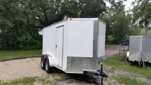 6x12 TA Trailer - White, Double Doors, Side Door, Extra Height