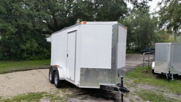 6x12 Ta Trailer White Double Doors Side Door Extra Height