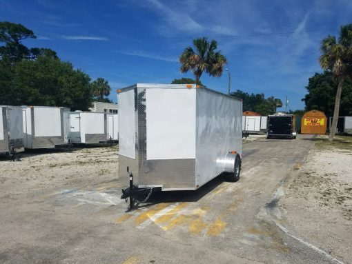 6x14 SA Trailer - White, Double Doors, Side Door, Extra Height