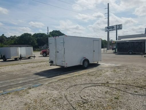 6x14 SA Trailer - White, Double Doors, Side Door, Extra Height