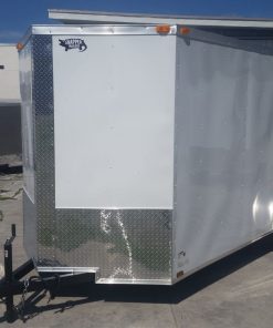6x14 SA Trailer - White, Ramp, Side Door, Extra Height, 2 5/16in Coupler