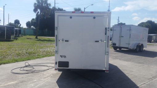 6x14 SA Trailer - White, Ramp, Side Door, Extra Height, 2 5/16in Coupler