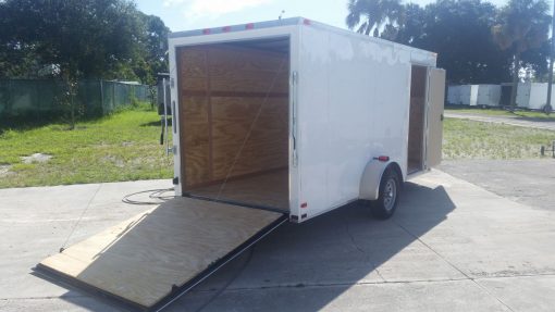 6x14 SA Trailer - White, Ramp, Side Door, Extra Height, 2 5/16in Coupler