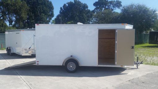 6x14 SA Trailer - White, Ramp, Side Door, Extra Height