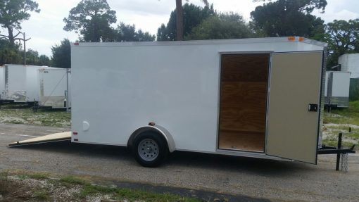 6x14 SA Trailer - White, Ramp, Side Door, Extra Height