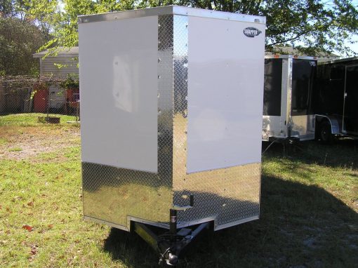 6x14 TA Trailer - White, Rear Double Doors, Side Door, Extra Height