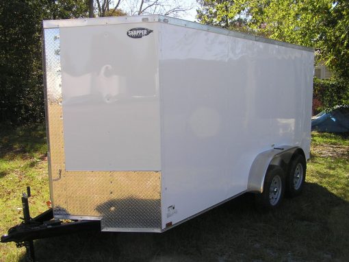 6x14 TA Trailer - White, Rear Double Doors, Side Door, Extra Height