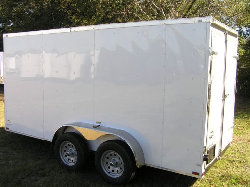 6x14 TA Trailer - White, Rear Double Doors, Side Door, Extra Height