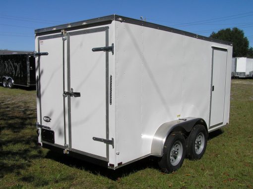 6x14 TA Trailer - White, Rear Double Doors, Side Door, Extra Height