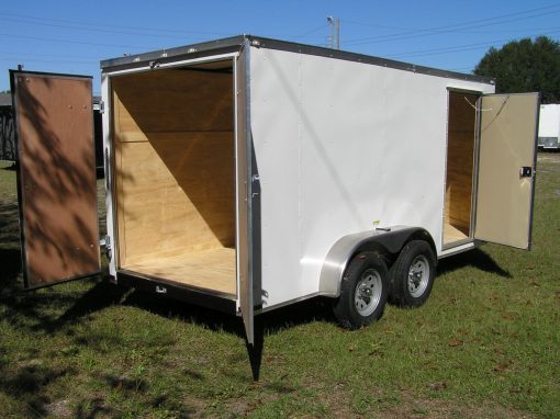 6x14 TA Trailer - White, Rear Double Doors, Side Door, Extra Height