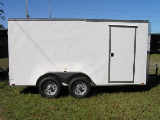 6x14 TA Trailer - White, Rear Double Doors, Side Door, Extra Height