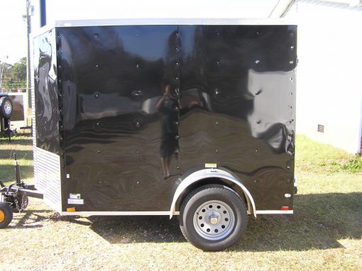 6x8 SA Trailer - Black, Double Barn Doors, Extra Height