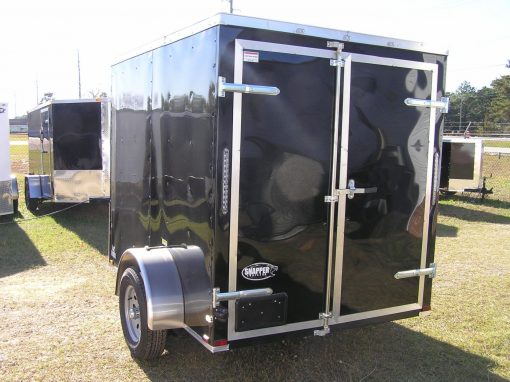 6x8 SA Trailer - Black, Double Barn Doors, Extra Height