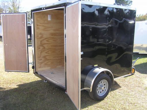 6x8 SA Trailer - Black, Double Barn Doors, Extra Height