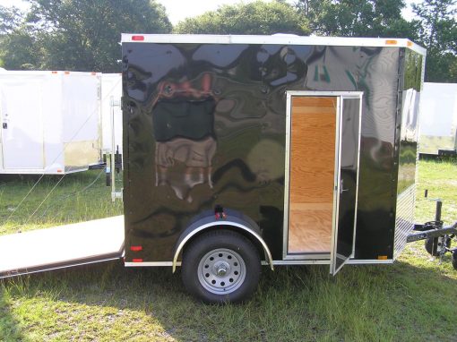 6x8 SA Trailer - Black, Ramp, Side Door, Extra Height