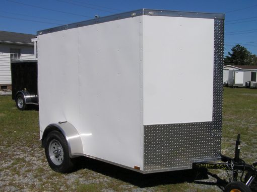 6x8 SA Trailer - White, Double Barn Doors, Extra Height