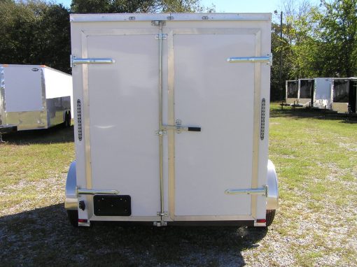 6x8 SA Trailer - White, Double Barn Doors, Extra Height