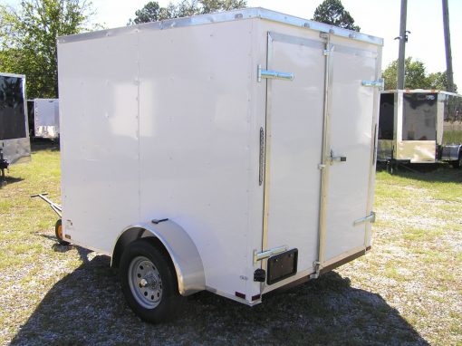 6x8 SA Trailer - White, Double Barn Doors, Extra Height