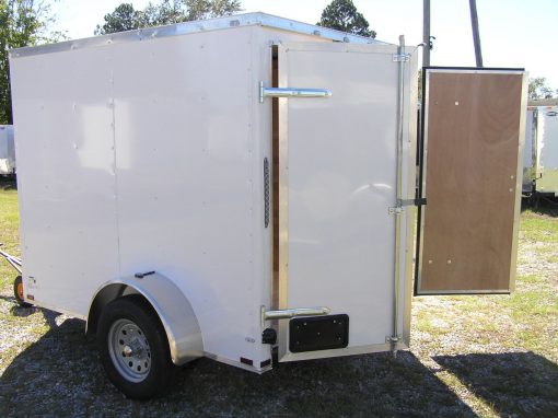 6x8 SA Trailer - White, Double Barn Doors, Extra Height