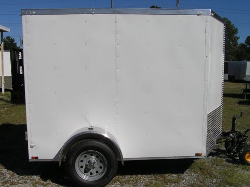 6x8 SA Trailer - White, Double Barn Doors, Extra Height