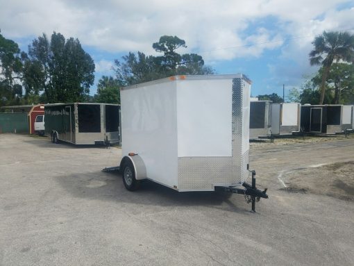 6x8 SA Trailer - White, Ramp, Extra Height