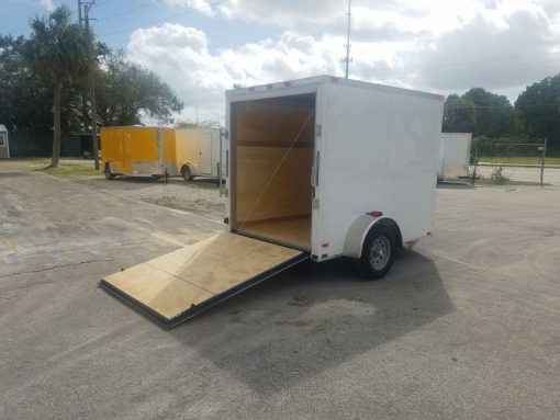 6x8 SA Trailer - White, Ramp, Extra Height