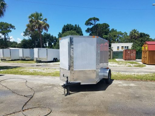 6x8 SA Trailer - White, Ramp, Side Door, Extra Height