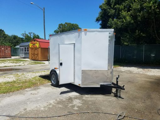 6x8 SA Trailer - White, Ramp, Side Door, Extra Height