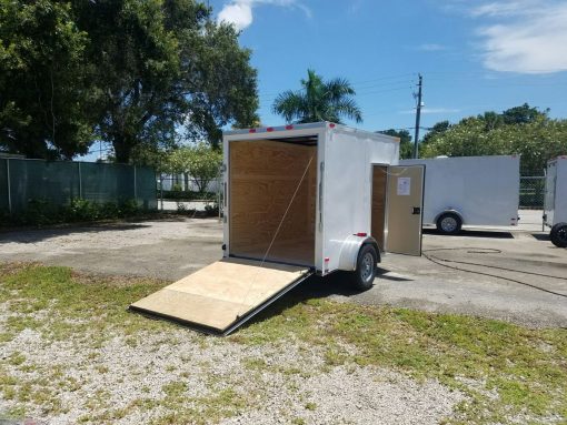 6x8 SA Trailer - White, Ramp, Side Door, Extra Height