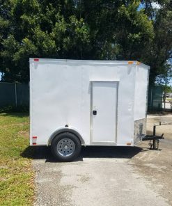 6x8 SA Trailer - White, Ramp, Side Door, Extra Height