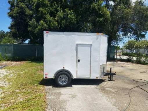 6x8 SA Trailer - White, Ramp, Side Door, Extra Height