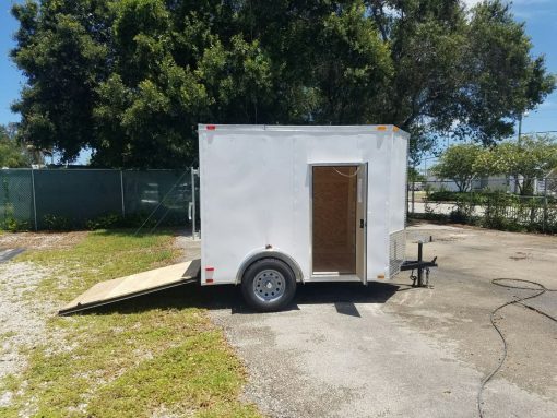 6x8 SA Trailer - White, Ramp, Side Door, Extra Height