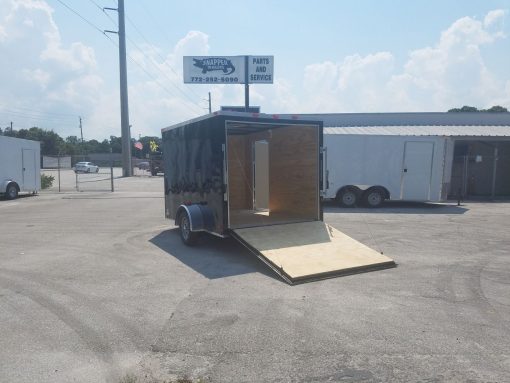 7x10 SA Trailer - Black, Ramp, Side Door, Extra Height, and Electric Brakes