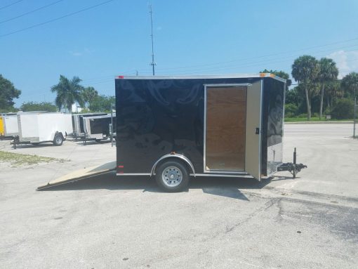 7x10 SA Trailer - Black, Ramp, Side Door, Extra Height, and Electric Brakes