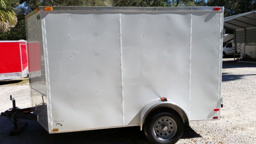 7x10 SA Trailer - White, Barn Doors, Side Door, Extra Height, Electric Brakes