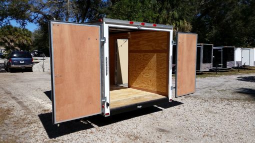 7x10 SA Trailer - White, Barn Doors, Side Door, Extra Height, Electric Brakes