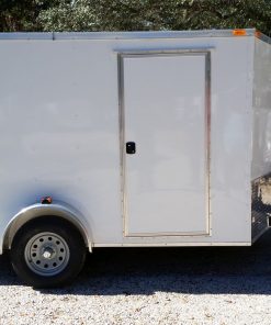 7x10 SA Trailer - White, Barn Doors, Side Door, Extra Height, Electric Brakes