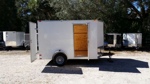 7x10 SA Trailer - White, Barn Doors, Side Door, Extra Height, Electric Brakes