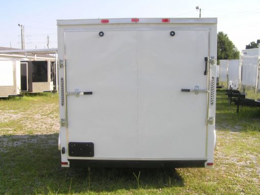 7x10 SA Trailer - White, Ramp, Side Door, Extra Height, Electric Brakes