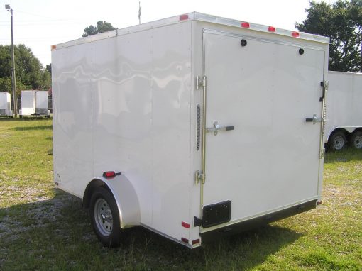 7x10 SA Trailer - White, Ramp, Side Door, Extra Height, Electric Brakes