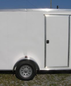 7x10 SA Trailer - White, Ramp, Side Door, Extra Height, Electric Brakes