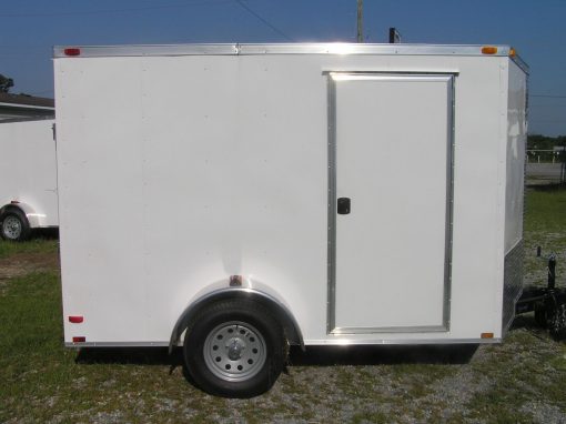 7x10 SA Trailer - White, Ramp, Side Door, Extra Height, Electric Brakes