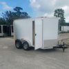 7x10 TA Trailer - White, Barn Doors, Side Door, Extra Height
