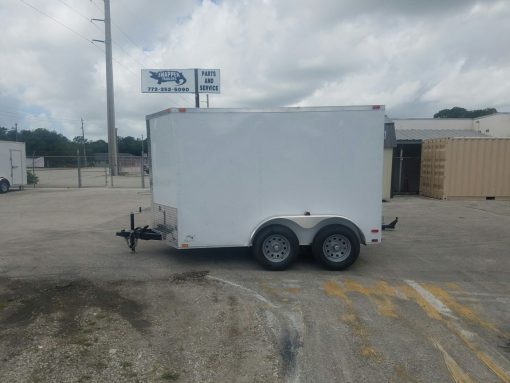 7x10 TA Trailer - White, Barn Doors, Side Door, Extra Height