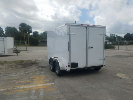 7x10 TA Trailer - White, Barn Doors, Side Door, Extra Height