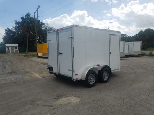 7x10 TA Trailer - White, Barn Doors, Side Door, Extra Height