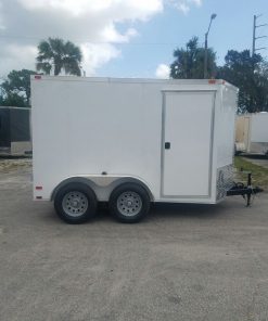 7x10 TA Trailer - White, Barn Doors, Side Door, Extra Height