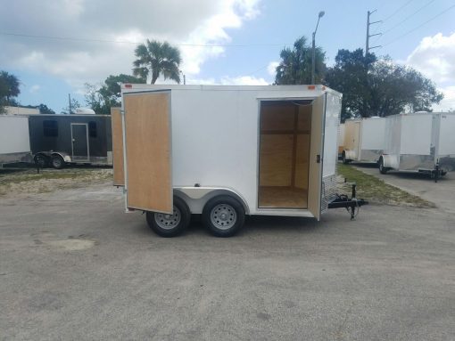 7x10 TA Trailer - White, Barn Doors, Side Door, Extra Height