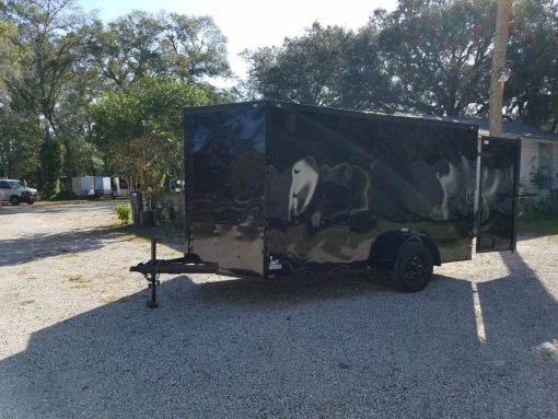 7x12 SA Trailer - Black with Blackout Package, Barn Doors, Side Door, Brakes, Extra Height