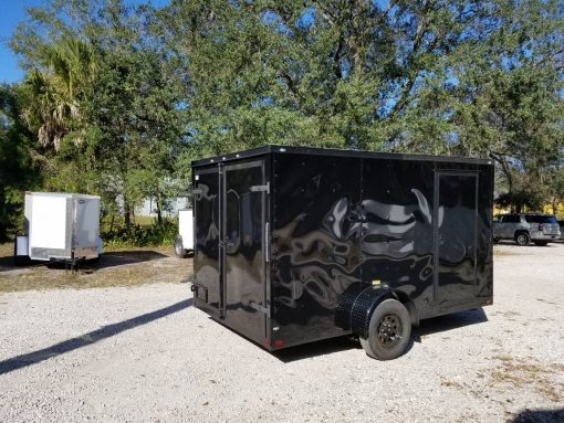 7x12 SA Trailer - Black with Blackout Package, Barn Doors, Side Door, Brakes, Extra Height